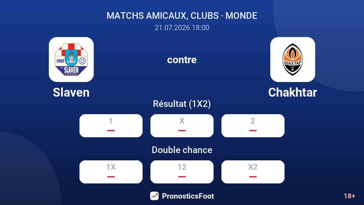 Slaven contre Chakhtar — cotes